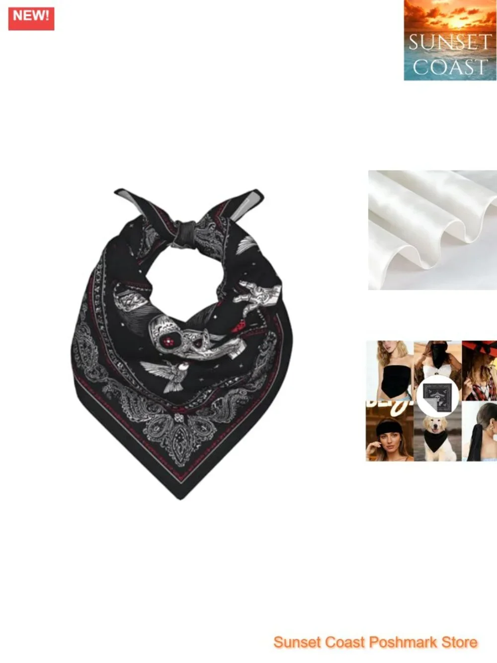 Silk Satin Square Scarf for Women Multipurpose Head Hair Neck Bag Accessory